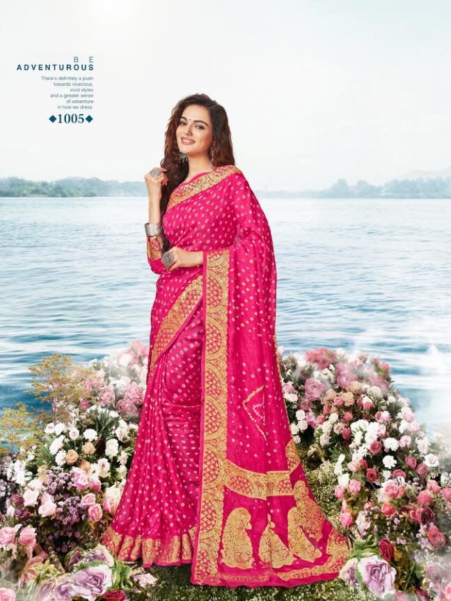 Rajyog Chunari Silk Heavy Bandhani Printed Latest Designer pure viscose with finish blouse Wedding Wear Collection