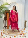 Naisha K 377 Muslin Jacquard Handwork Kurti With Pant And Dupatta Suppliers In India
