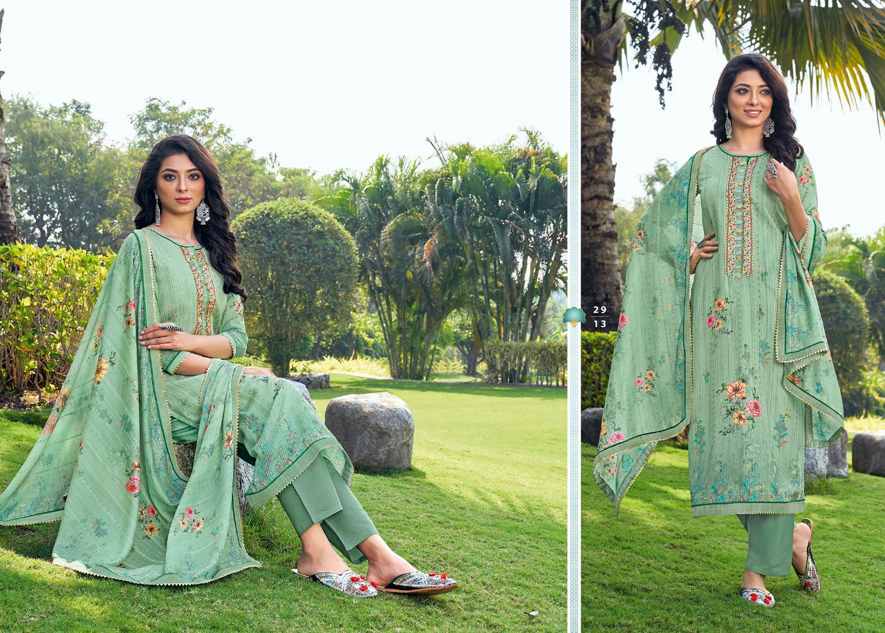 Rangoon Flower Valley Designer Festive Wear Heavy Muslin And Sequence Work With Pure Digital Print Ready Made Collection
