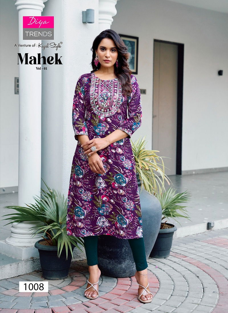Mahek Vol 1 By Diya Trends Rayon Printed Kurti Wholesalers In Delhi