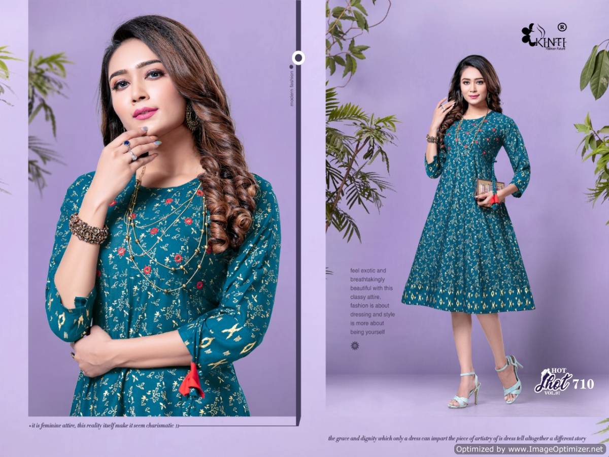 Kinti Hot Shot 7 fancy Heavy Etnic Wear Anarkali Rayon Printed Kurti Collection
