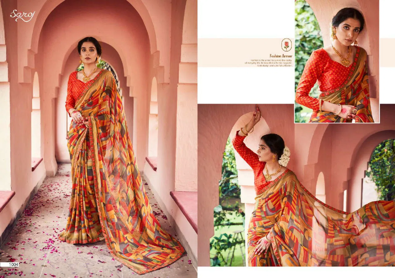 Saroj Mishita Festive Wear Georgette with Beautiful Designs Saree Collection
