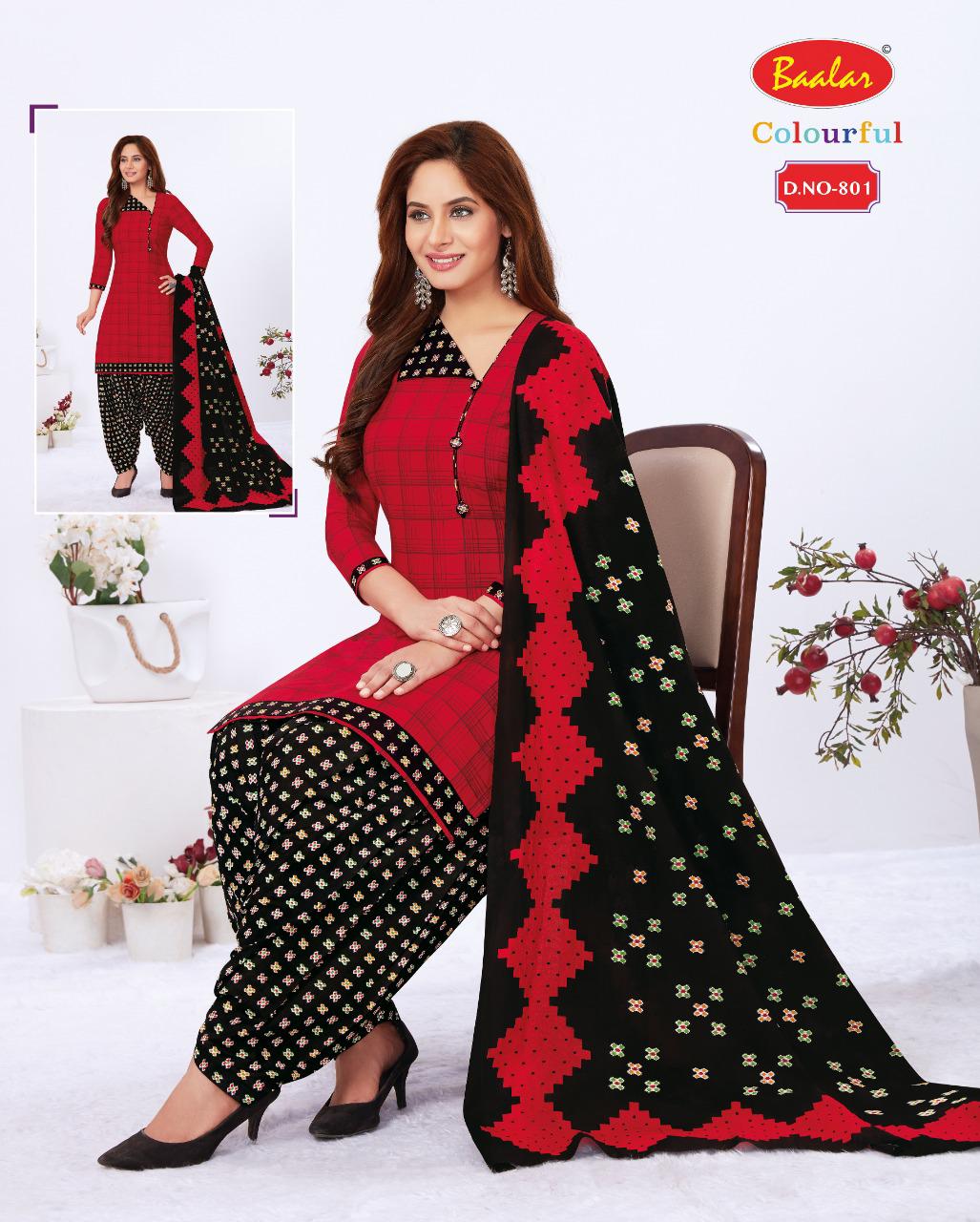 Baalar Colourful 8 Latest Fancy Regular Wear Cotton Printed Readymade Salwar Suit Collection
