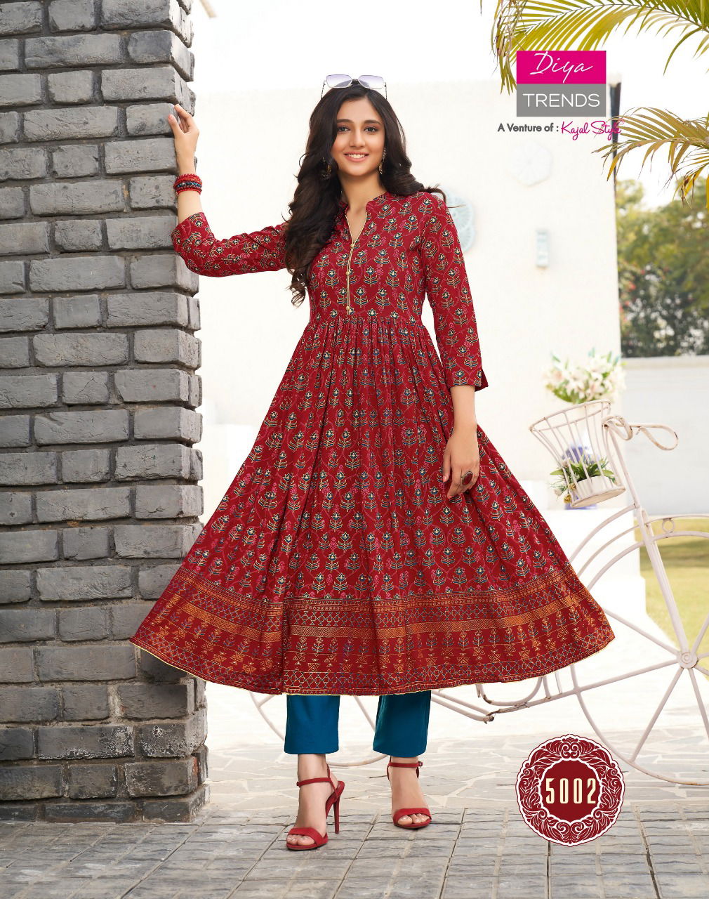 Ethnicity 5 Latest Designer Heavy Festive Wear Long Gown Style Rayon And Embroidery Work Long Kurtis Collection

