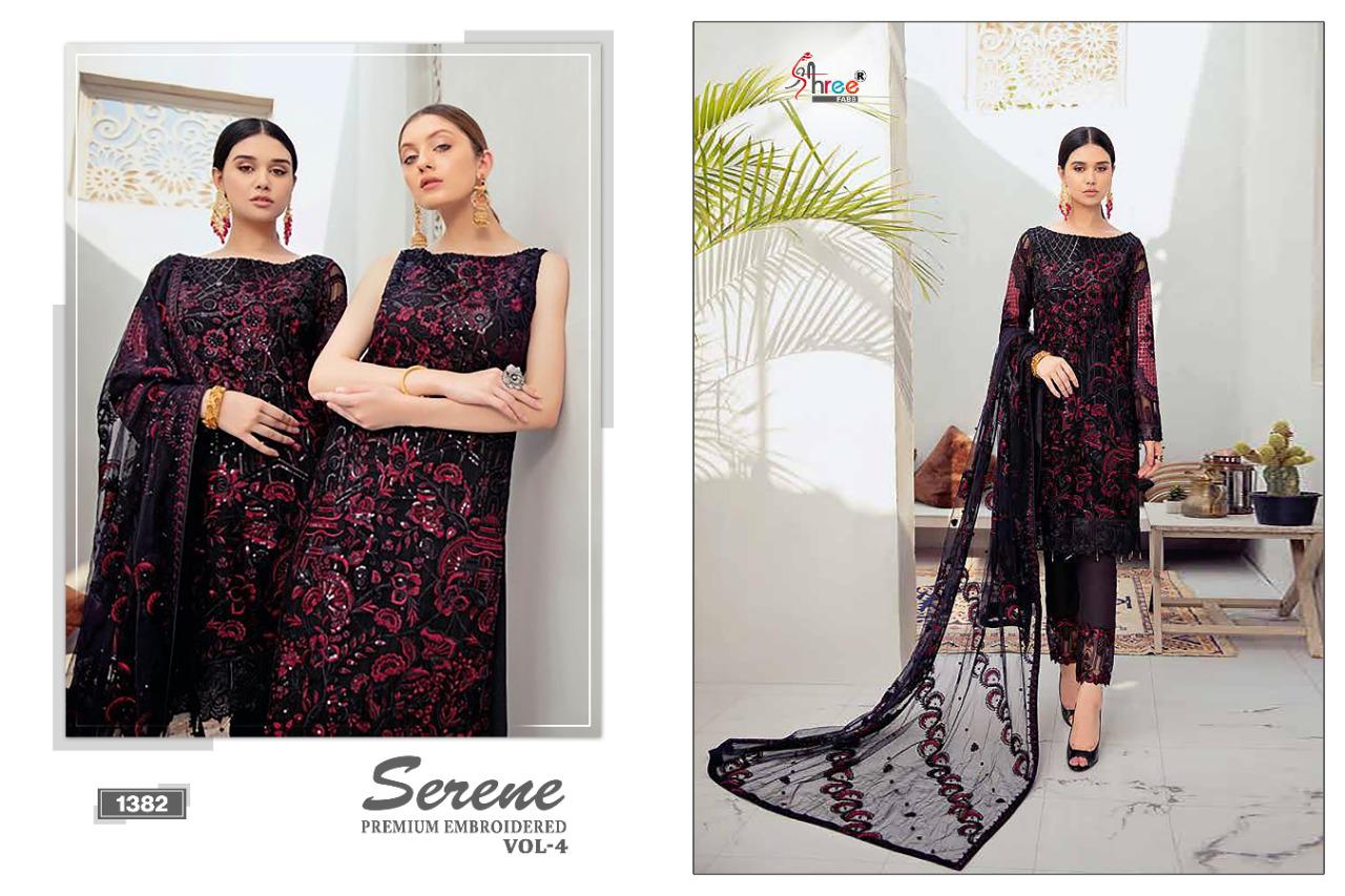 Shree Fab Serene Premium Embroidered Vol 4 Latest Heavy Designer Pakistani Dress Materisl Collection With Nazneen Embroidered Dupatta 