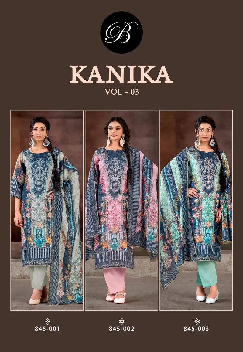 Kanika Vol 3 By Belliza Viscose Muslin Printed Dress Material Exporters In India