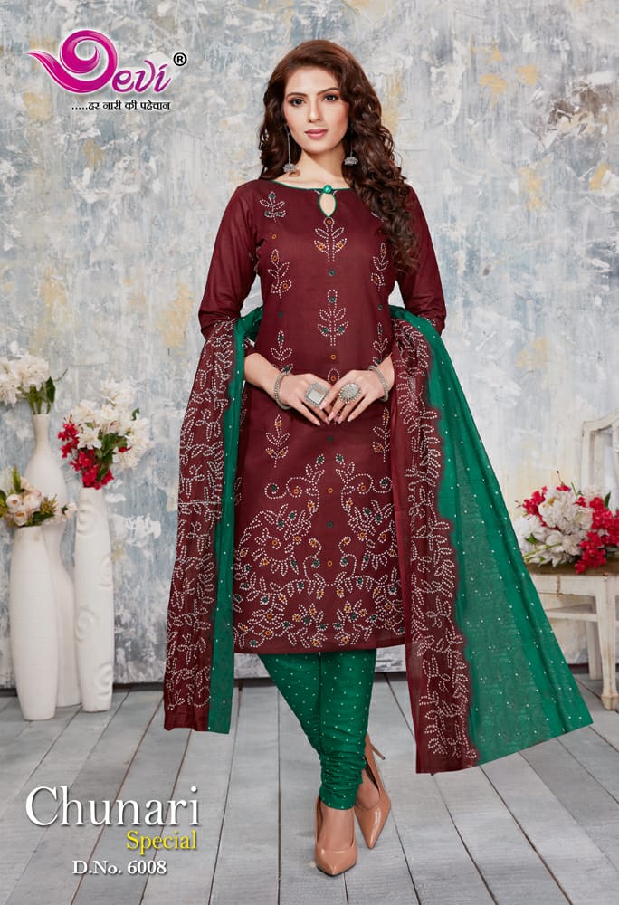 Devi Chunri Special Vol 6 Latest Designer Bandhani Print Pure Cotton Dress Material Collection 