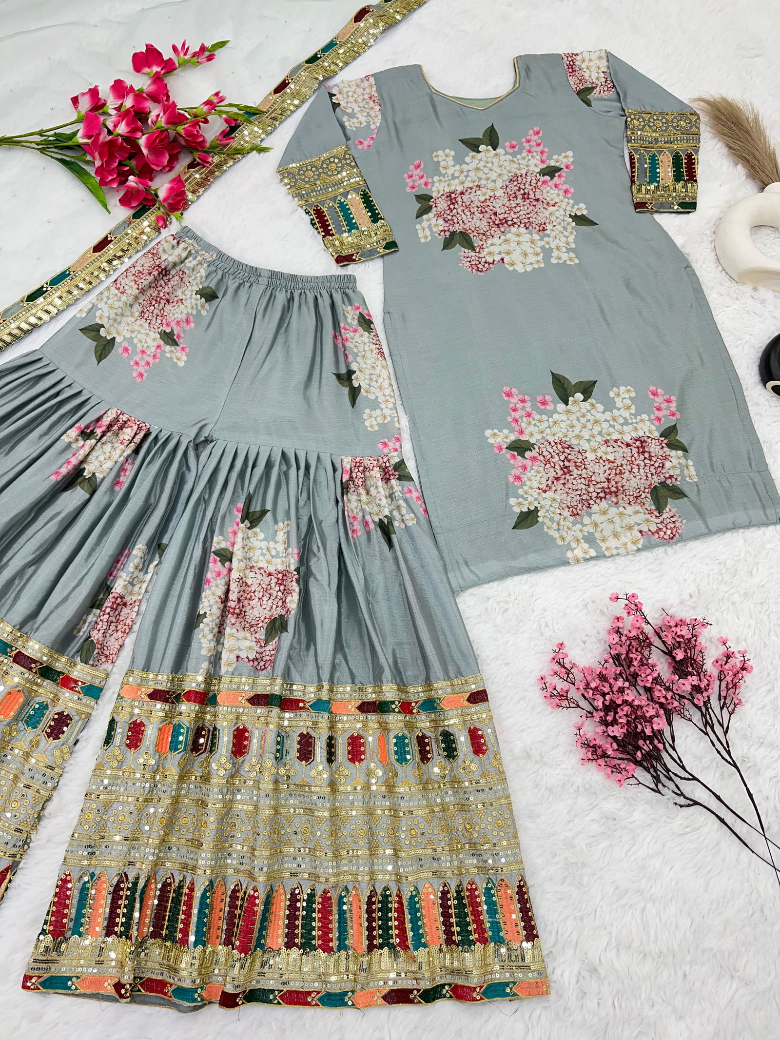 Sr 1618 Designer Pure Heavy Chinnon Silk Readymade Suits Orders In India