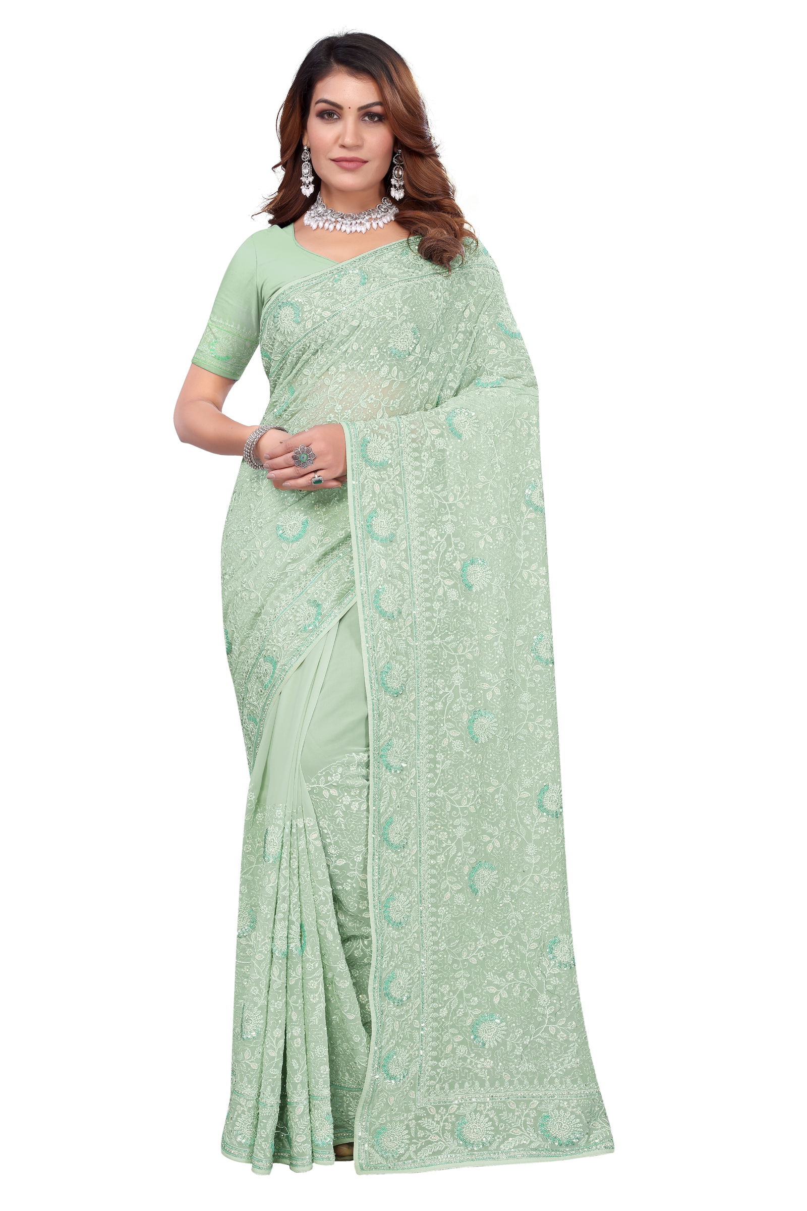 Dulhan By Utsav Nari Georgette Embroidery Sarees Wholesale Price In Surat
