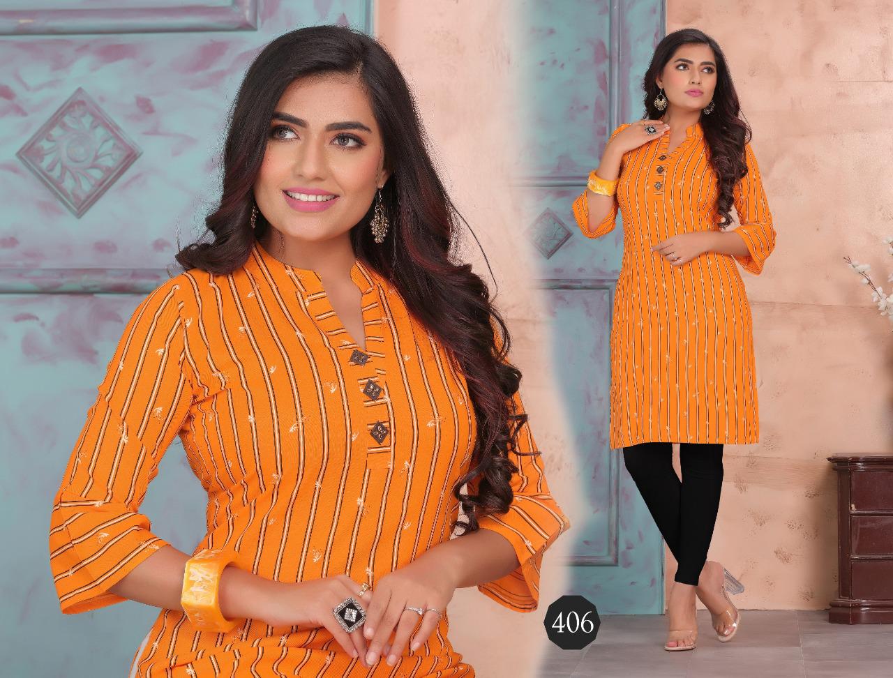 Trendy Heaven 2 Heavy Rayon Fancy Casual Wear Printed Kurtis Collection