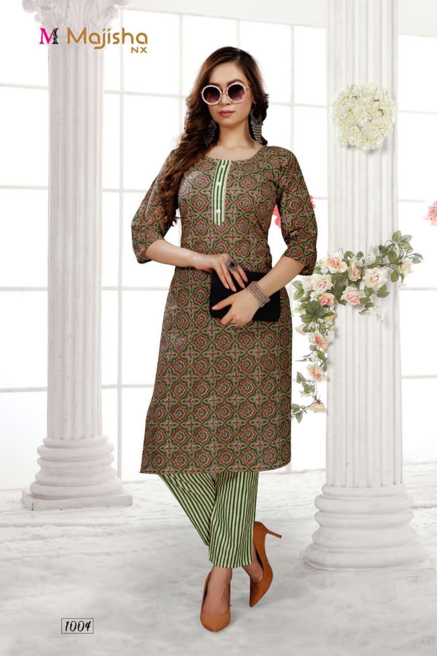 Majisha Nx Cotton House Regular Wear Cotton Printed Kurti With Bottom Collection