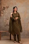 Naisha K 66 Cotton Slub Embroidery Kurti With Bottom Dupatta Wholesalers In Surat