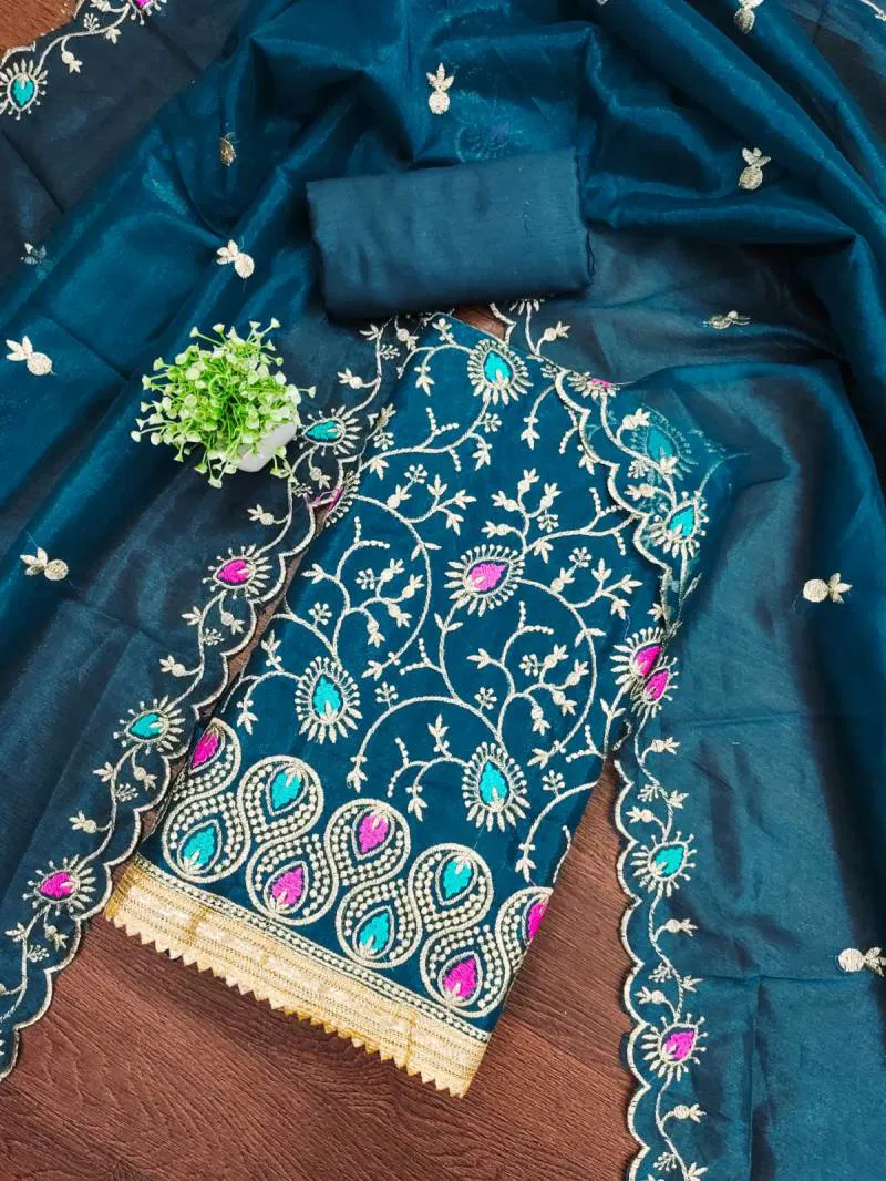 Color Set 9081 Stylish Organza Dress Material Wholesale Market In Surat