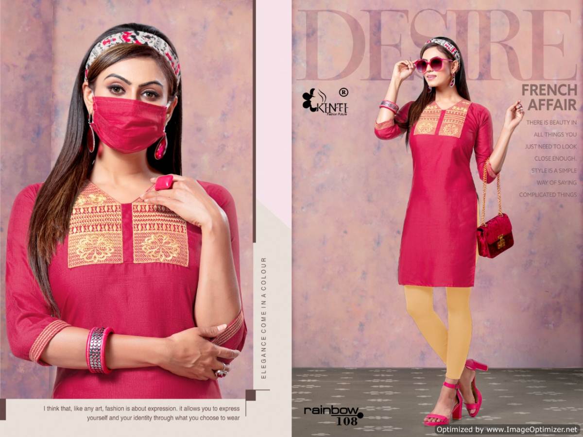 Kinti Rainbow Latest Exclusive Collection Of Designer Short Kurtis With Embroidery Work 
