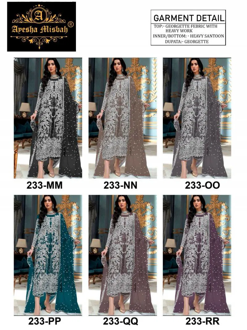 Ayesha Misbah 233 M To R Georgette Pakistani Salwar Kameez Best Wholesale Shop In Surat