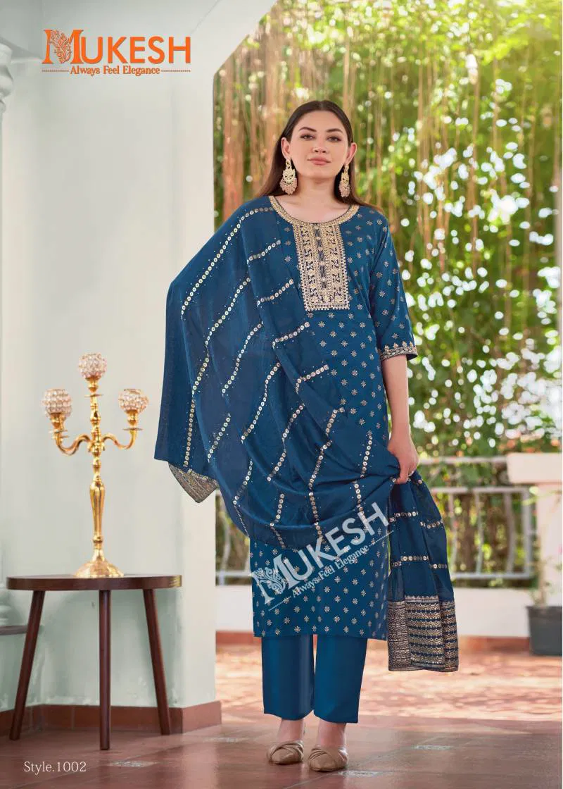 Muskaan By Mukesh Rayon Embroidered Top Bottom With Dupatta Exporters In India