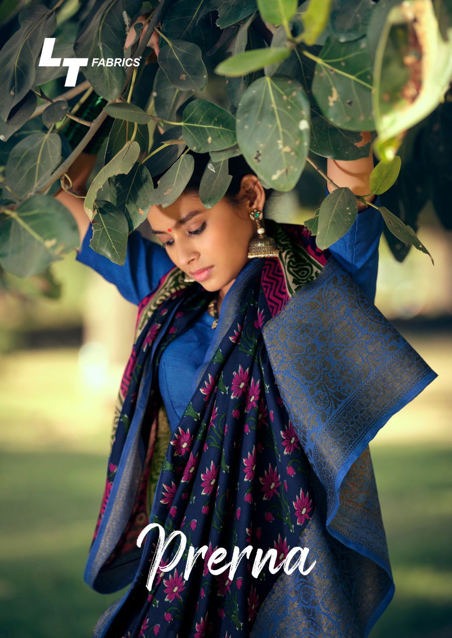Lt Prerna Fancy Designer Festive Wear Heavy Printed Cotton Silk Sarees Latest Collection
