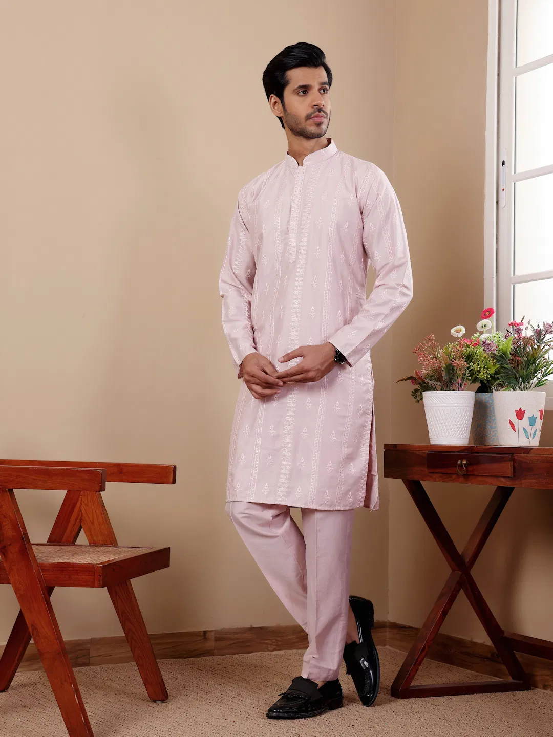 Rw Silk With Embroidered Work Kurta Pyjama Wholesale Clothing Distributors In India