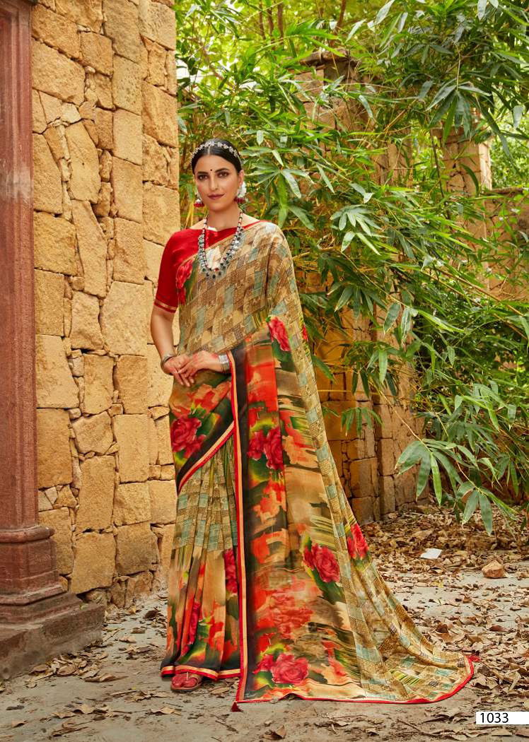 Laxminam Urvi Casual Regular Wear Printed Georgette Designer Saree Collection
