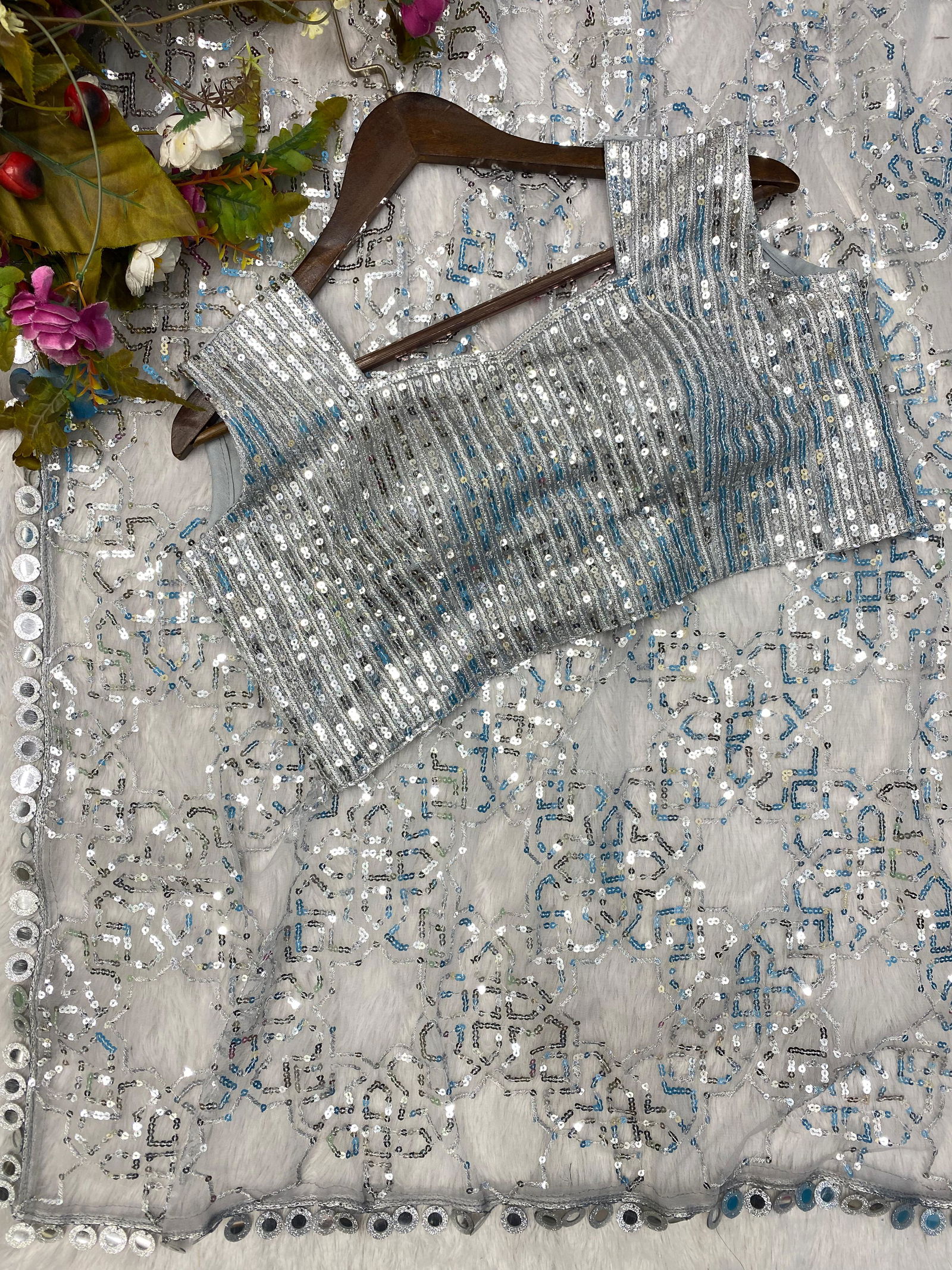 1804 Net With Sequence Work Party Wear Saree Catalog