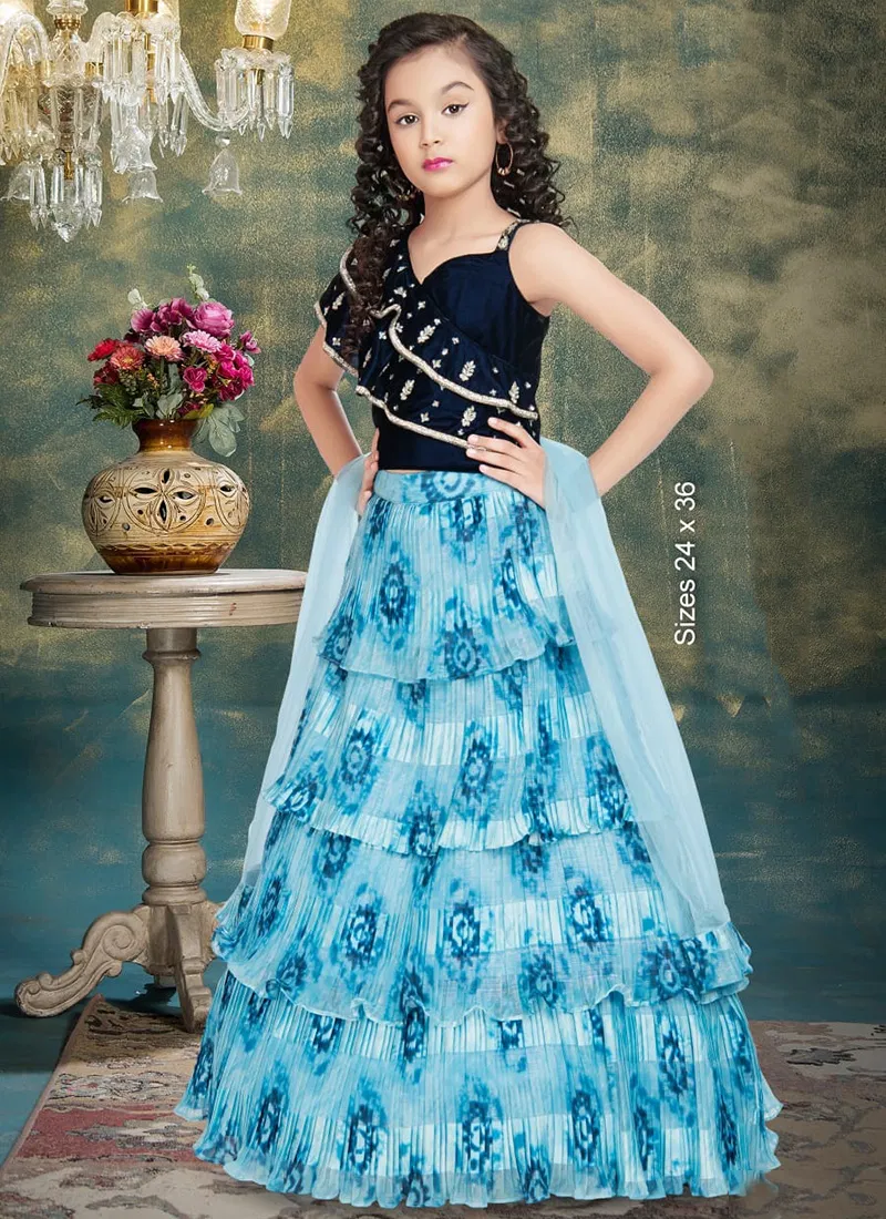 7762 Stylish Designer Silk Party Wear Kids Lehenga Collection