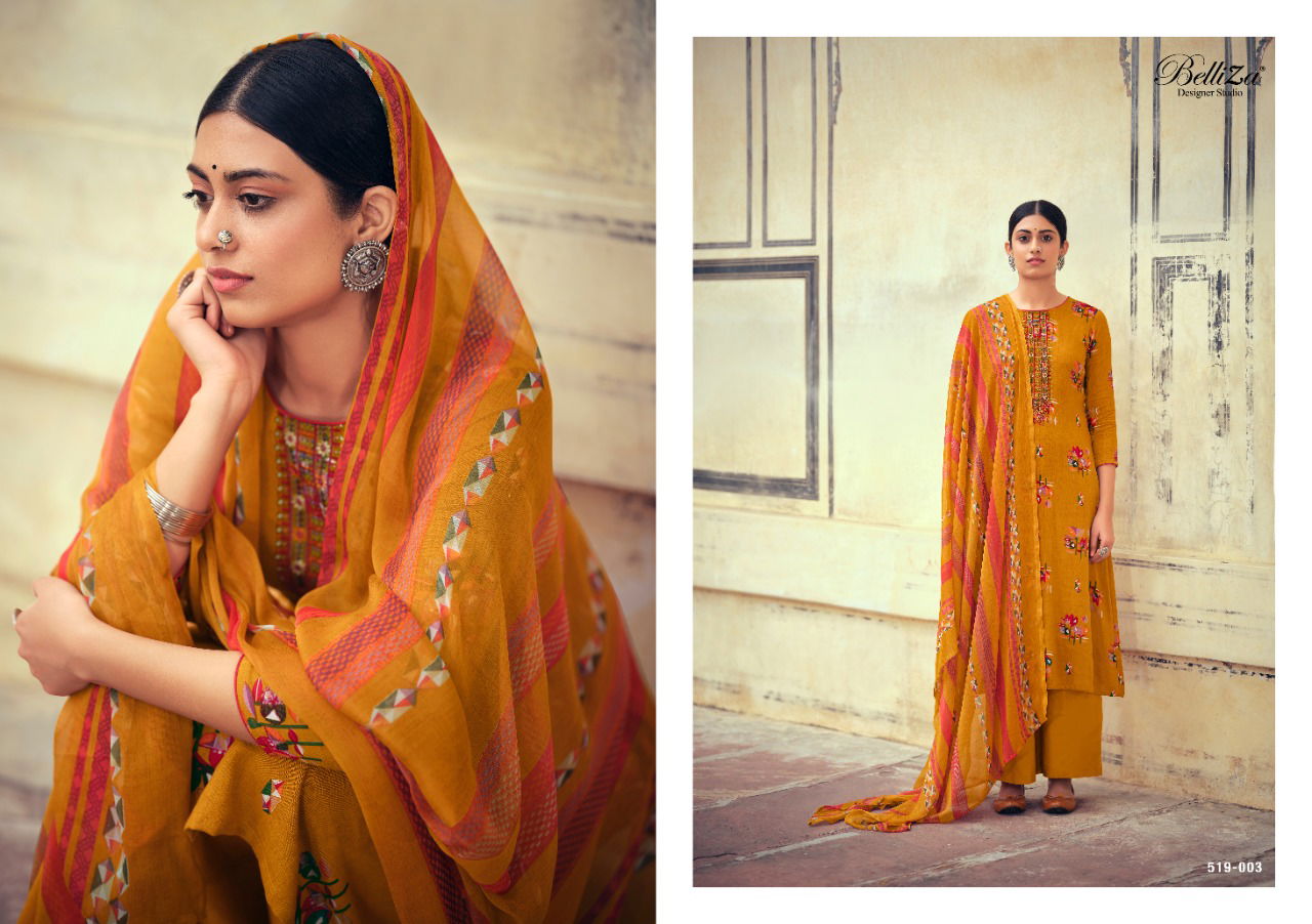 Belliza Mystic Digital Printed Fancy Designer Pure Rayon Digital Style Print with Fancy Embroidery work Dress Material Collection