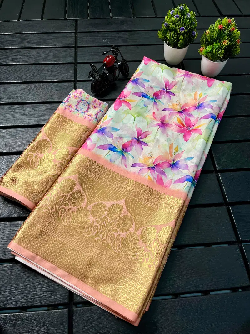 Wow Qalamqari Special Creap Silk Printed Sarees Suppliers In India