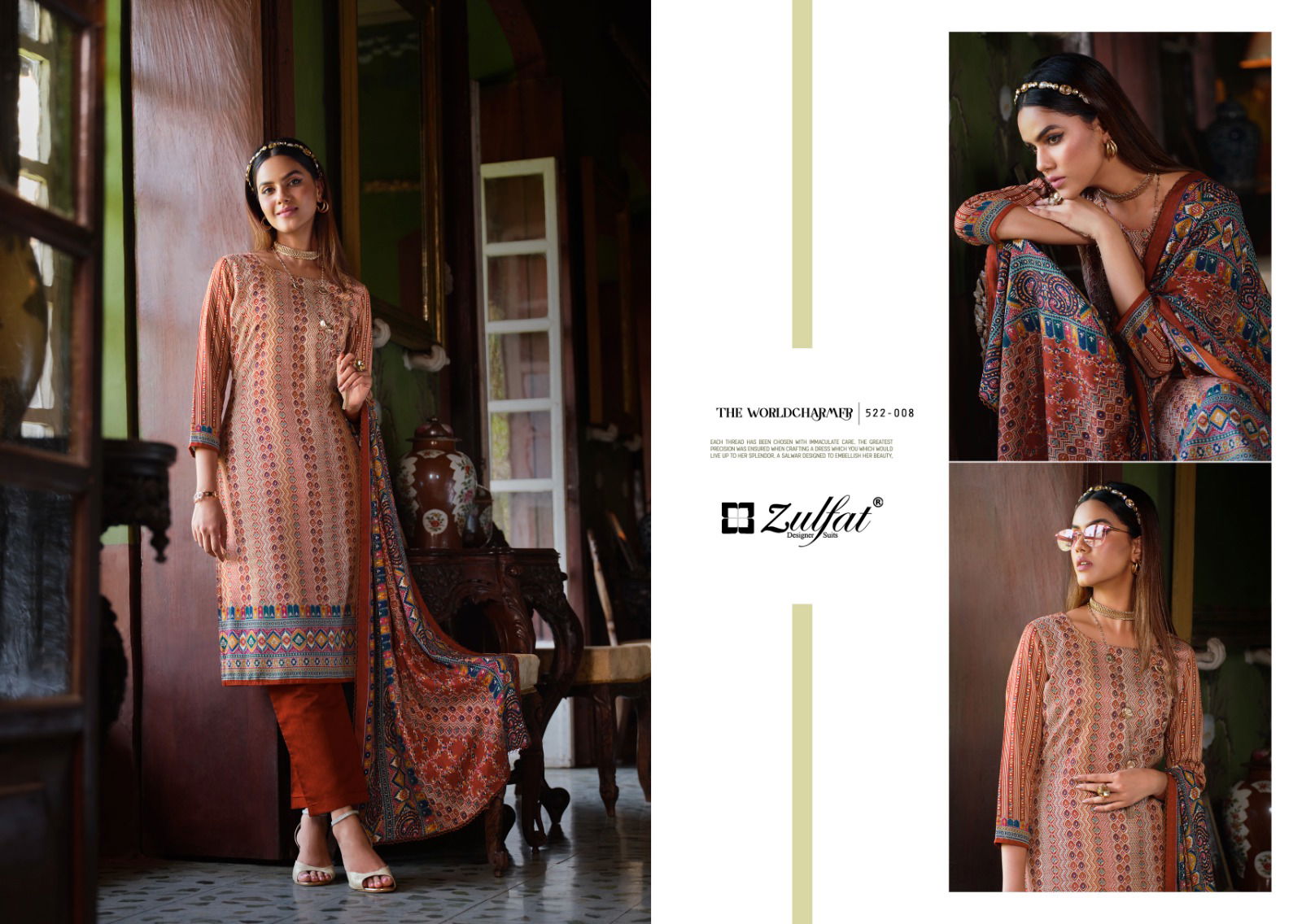 Zulfat Raabia Wool Pashmina Dress Material Collection
