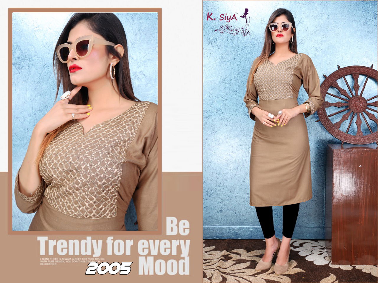 K Siya Saffron Rayon latest fancy Regular Casual Wear Designer Kurtis Collection
