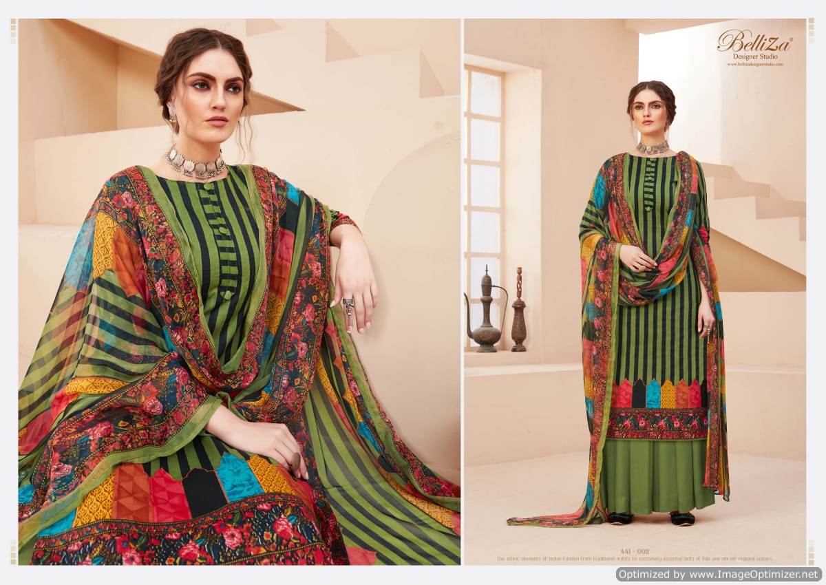 Belliza Zohra 2 Exclusive Latest Designer Pure Cotton Digital Print Dress Material Printed Nazneen Chiffon Dupatta With Four Side Lace