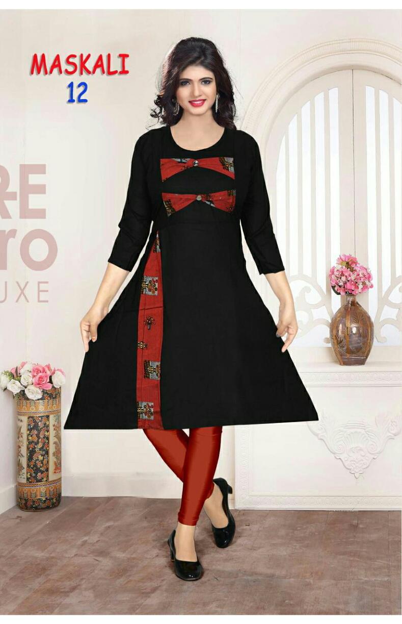 trendy maskali latest designer pure soft rayon regular casual wear kurtis collection