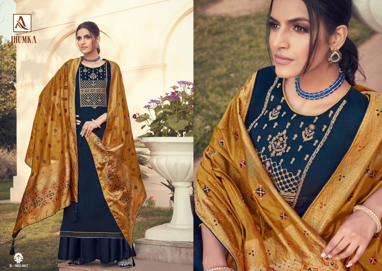 Alok Jhumka Desinger Heavy Pure Zam Cotton Dyed with Exclusive Embroidery Festive Wear Dress Material Collection