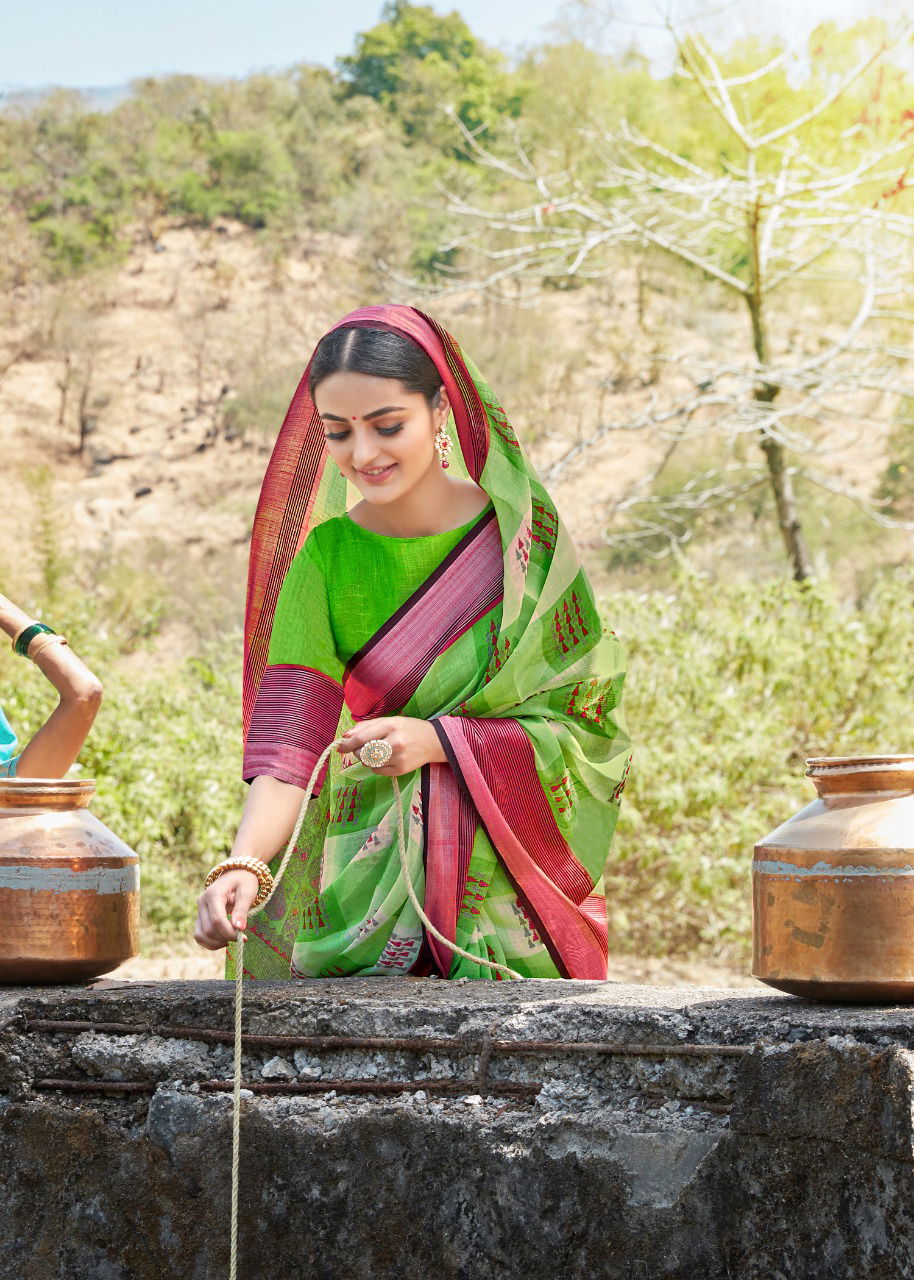Siddharth Adventure Pattu Latest Printed Pure Cotton Silk Casual Wear Saree Collection
