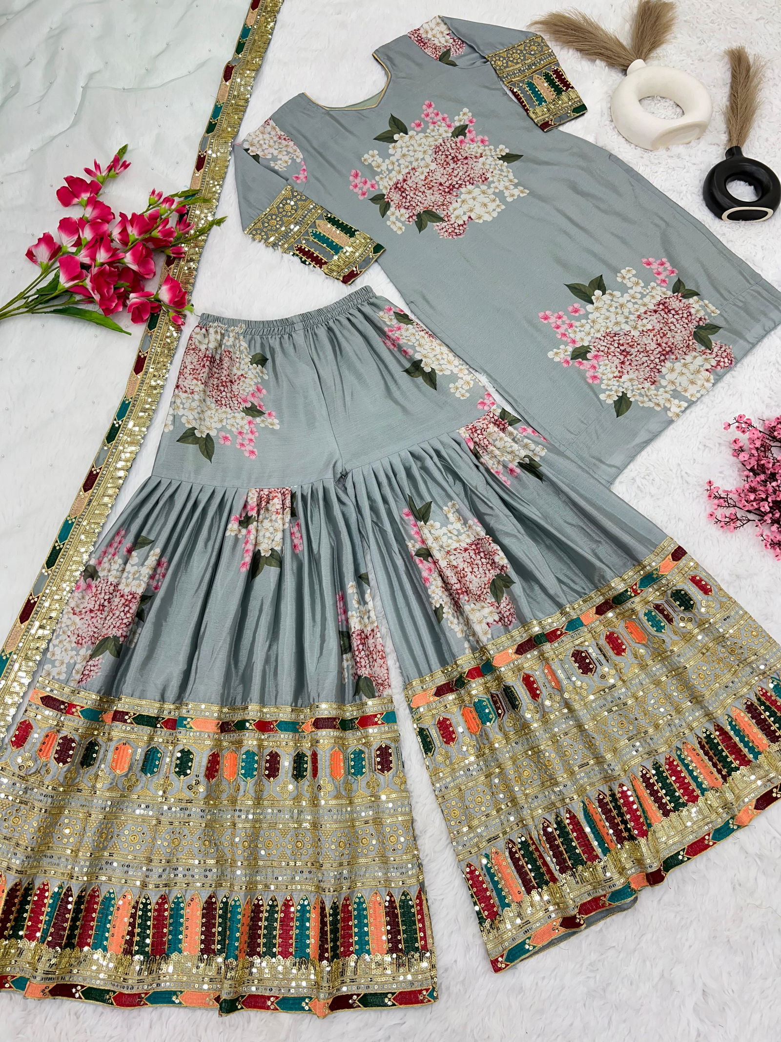 Sr 1618 Designer Pure Heavy Chinnon Silk Readymade Suits Orders In India
