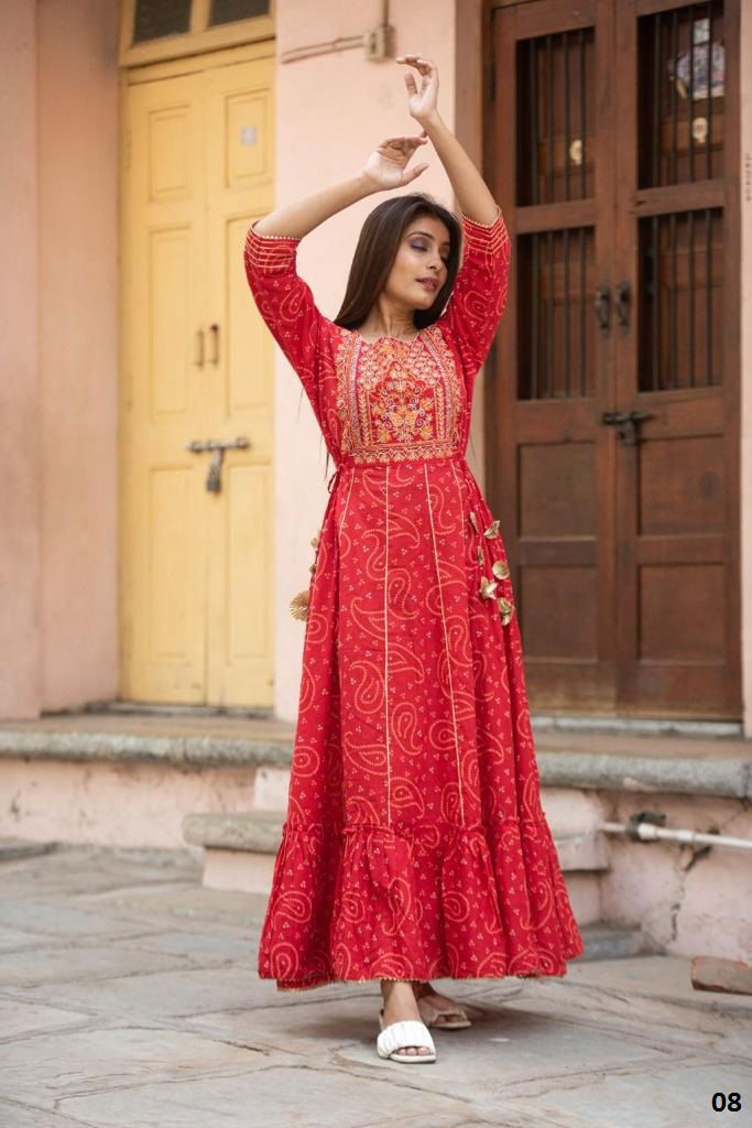 Trending Floor 1 Latest Designer Ethnic Wear Cotton Anarkali Long Kurti Collection