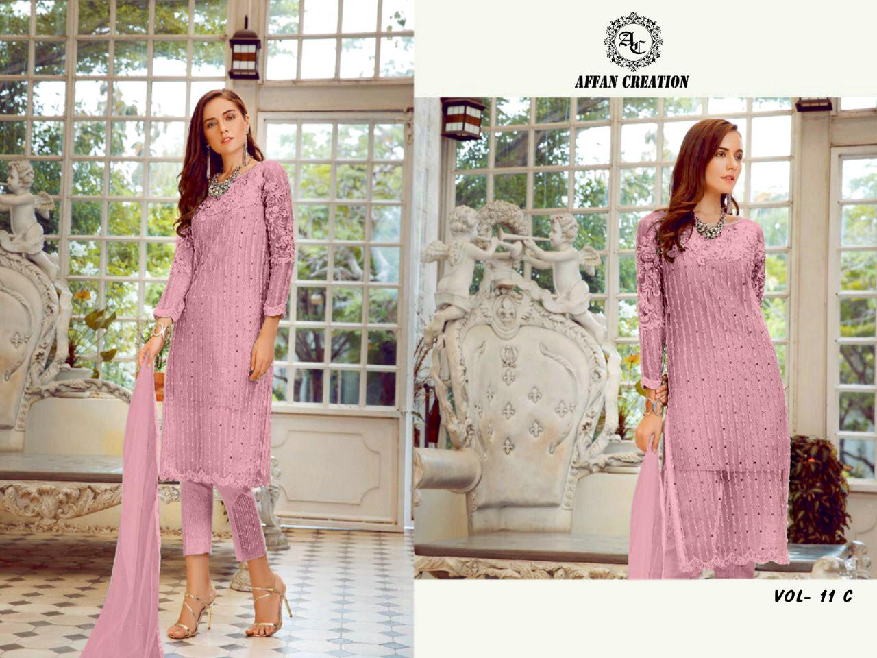 Affan Creation Vol 11 Latest Designer Pakistani Salwar Suit Collection With Heavy Butterfly Embroidery Cotton  Dhaga Work With Sequence  Diamond And Hand Mirror Work
