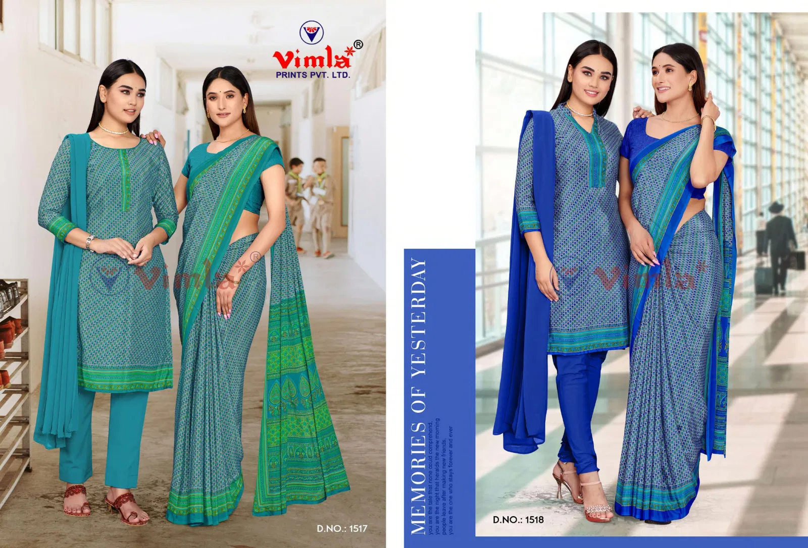 Angoori Crape Vol 5 Printed Crepe Uniform Dress With Saree Combo Catalog
