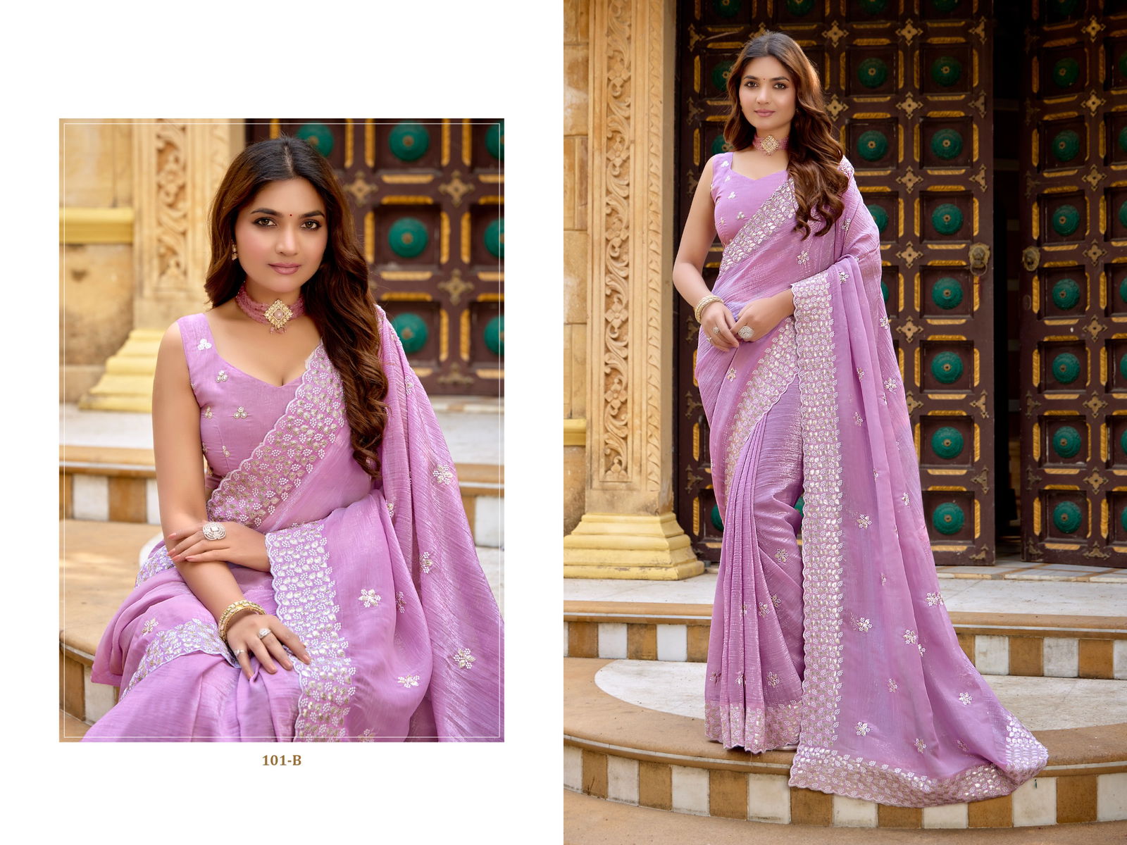 Df 101 A To 101 D Crunchy Chiffon Designer Party Wear Saree Suppliers In India