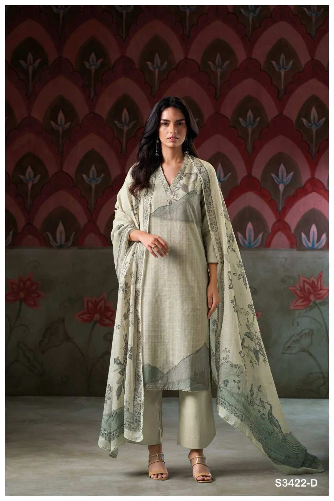 Fariha 3422 by Ganga Cotton Printed Embroidery Salwar Suit Wholesale In India