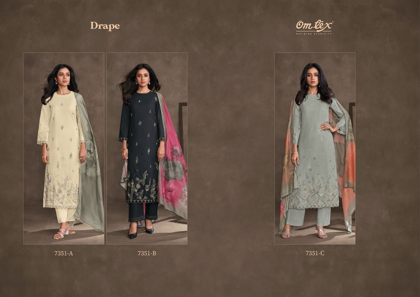 Drape By Omtex Lawn Cotton Embroidery Salwar Kameez Exporters In India