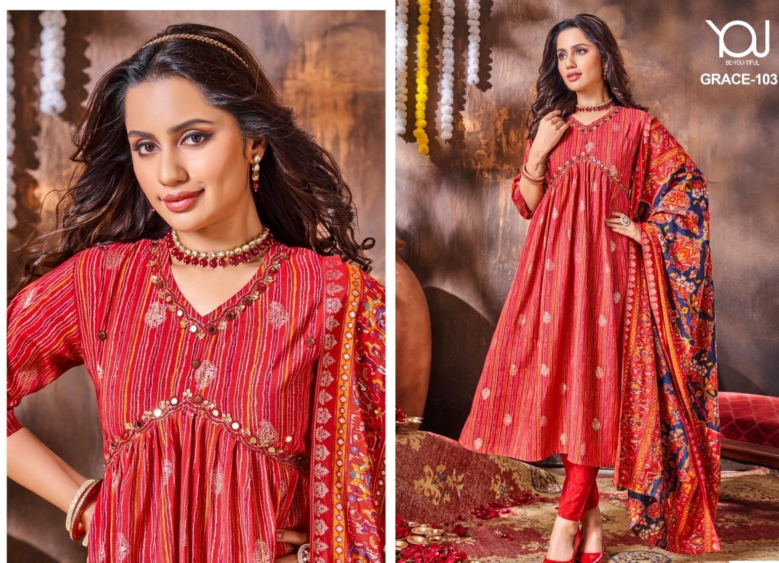 Grace By You Alia Cut Kurti With Bottom Dupatta Catalog