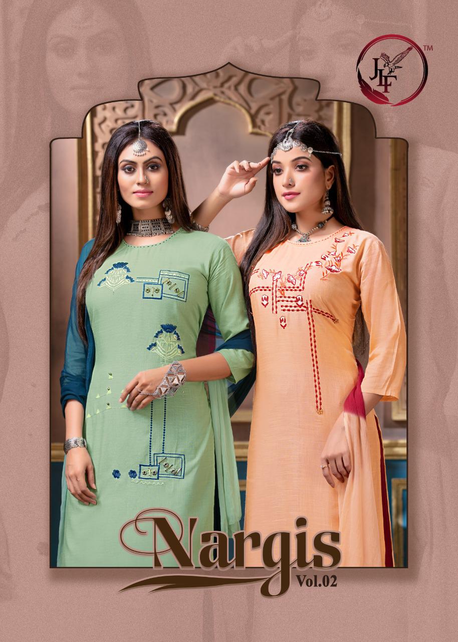 JLF Nargis Vol 2 Latest Designer Embroidery Work Ready Made Plazzo Salwar Suit With Nazneen Dupatta Collection 