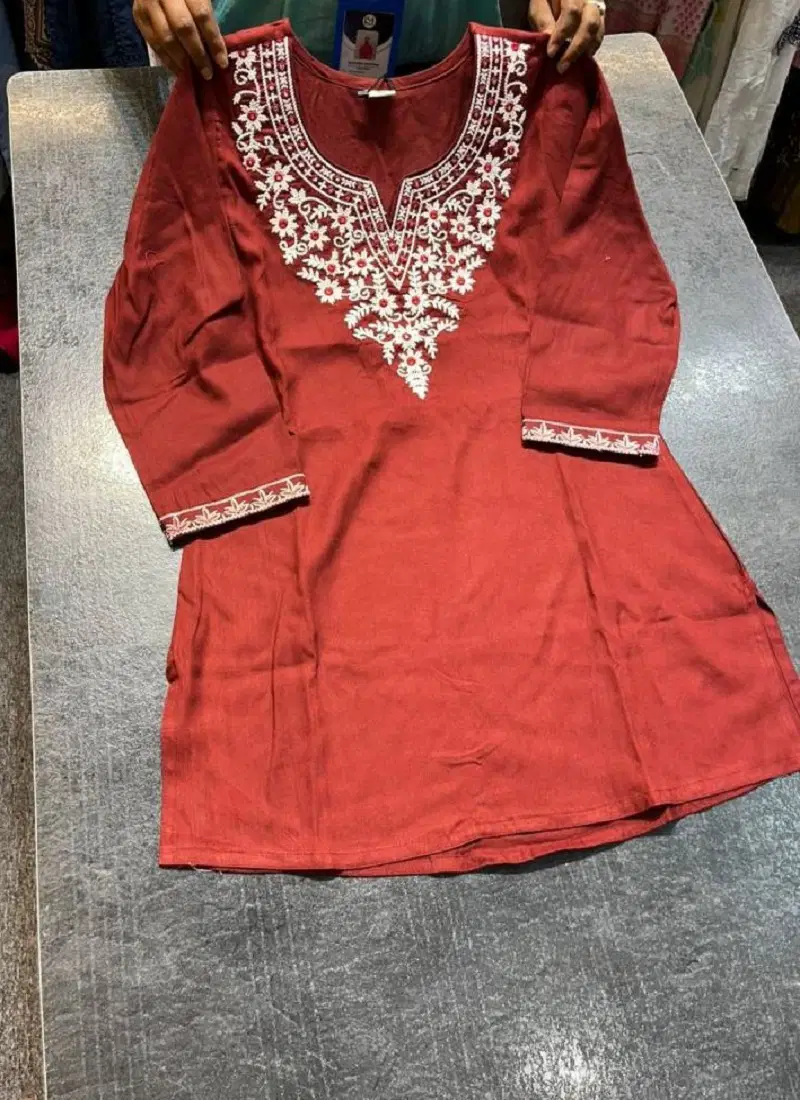 Naisha K 18 Rayon Neck Embroidered Short Kurti Wholesale Clothing Suppliers In India