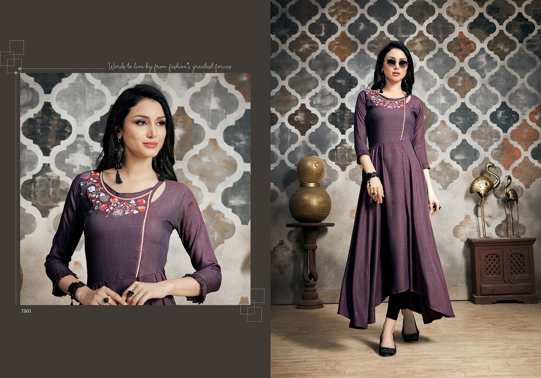 Latest Designer Heavy Cotton Party Wear Selfie Kurti Collection With Embroidery Work 