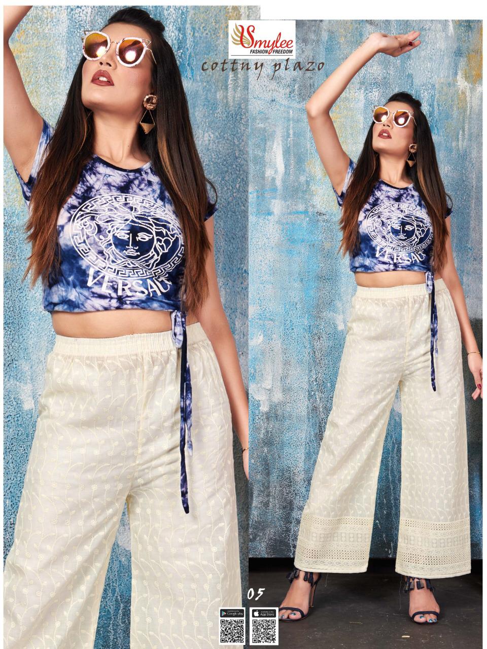 Smylee Latest Designer 	Heavy Chiken Cotton Plazzo Stylish Western Wear Collection
