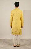 Yellow Colour Outluk Wedding Vol 48 Pure Silk Fabric With Embroidery Work Mens Wear Kurta Payjama W4801