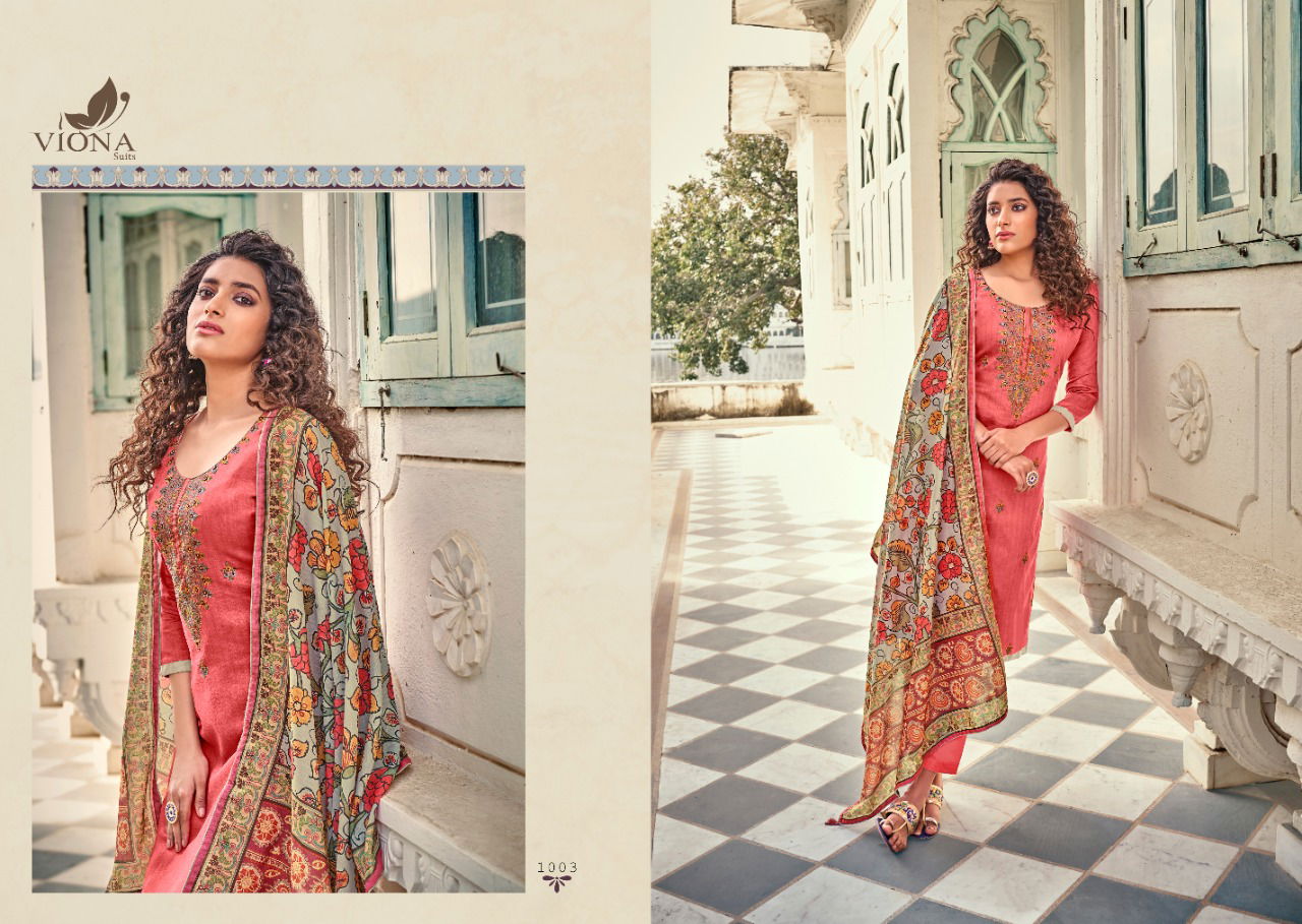 VIONA AAFIA Latest Fancy Casual Wear Cotton Jam Stain Negative Printed With Heavy Embroidery Work Salwar Suit Collection