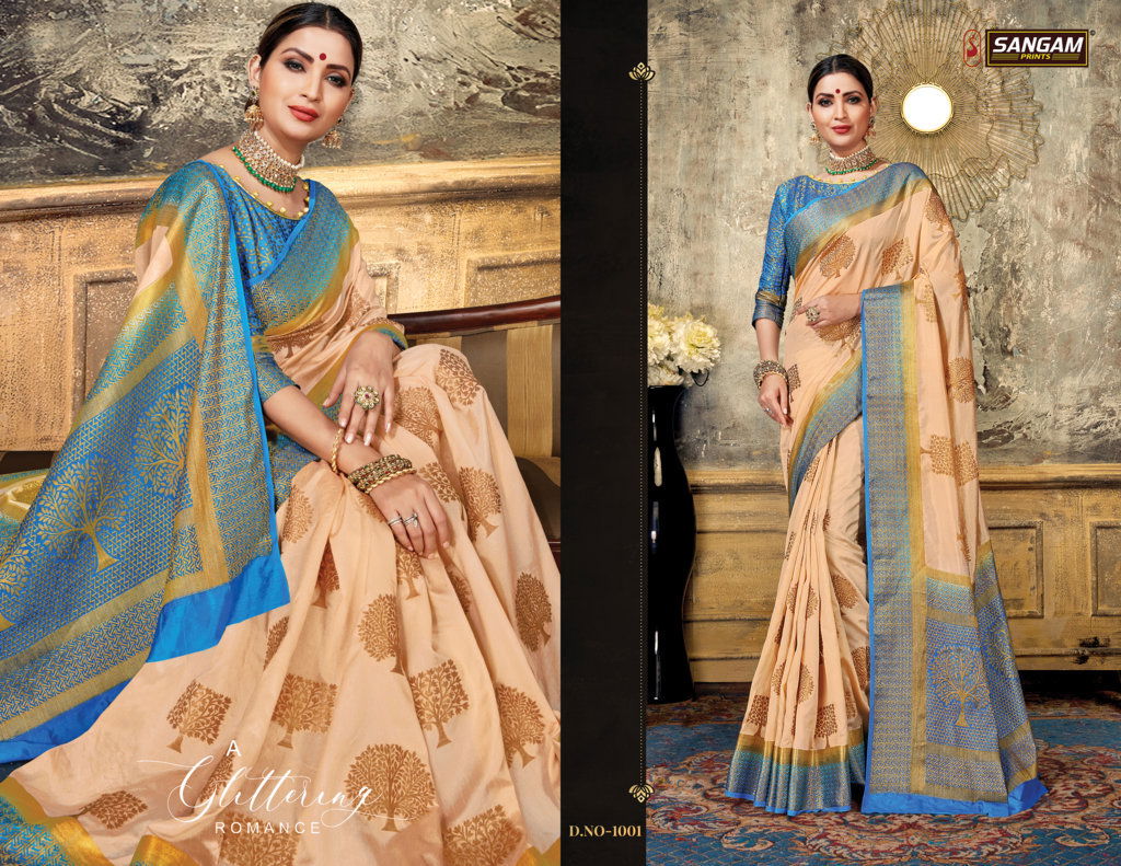 Sangam Armani Latest Designer Fancy Festive Wear Heavy Nylon Silk Sarees Collection
