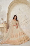 Cream Colour Silk With Leaf Embroidery Work Lahenga With Blouse Dupatta Wholesale Online KF 2144
