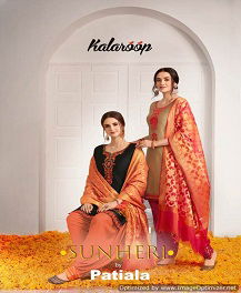 Kalaroop New Launch Of Designer Embroidered Work With Slub Rayon Bottom And Banarasi Silk Dupatta Ready Made Patiala